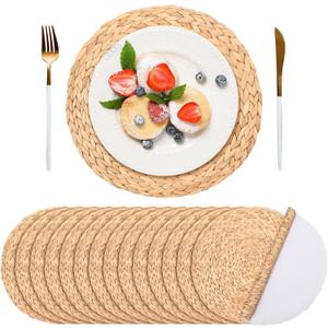 Sinmoe 100 Pack Disposable Paper Placemats Bulk 13 Inch Paper Placemats Disposable Charger Plates Table Place Mats for Dinner Wedding Birthday Summer Spring Party Dinner Tableware