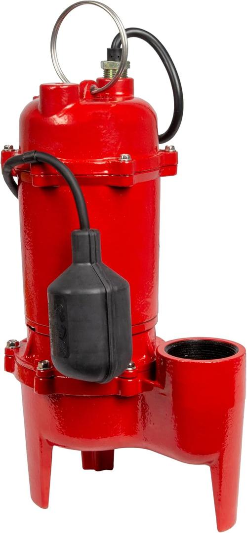 Red Lion RL-WC50TA 115 Volt, 1/2 HP, 5600 GPH Cast Iron Sewage Pump with Tethered Switch and 10-Ft. Cord, Red, 14942748