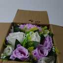 BLOSMON Lilac Purple Flowers Artificial: 2 Pcs Fake Roses Flower Balls Centerpiece for Wedding Table Decoration- Artificial Silk Kissing Bouquet Floral Arrangement for Home Party Event Decor (Lilac&white)