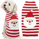 Dog Christmas Sweater Xmas Pet Clothes Cute Striped Santa Claus Costume Holiday Puppy Cat Jumpers Outfits New Year Gifts for Small Medium Large Dogs (S, Red White Stripe Santa Claus)
