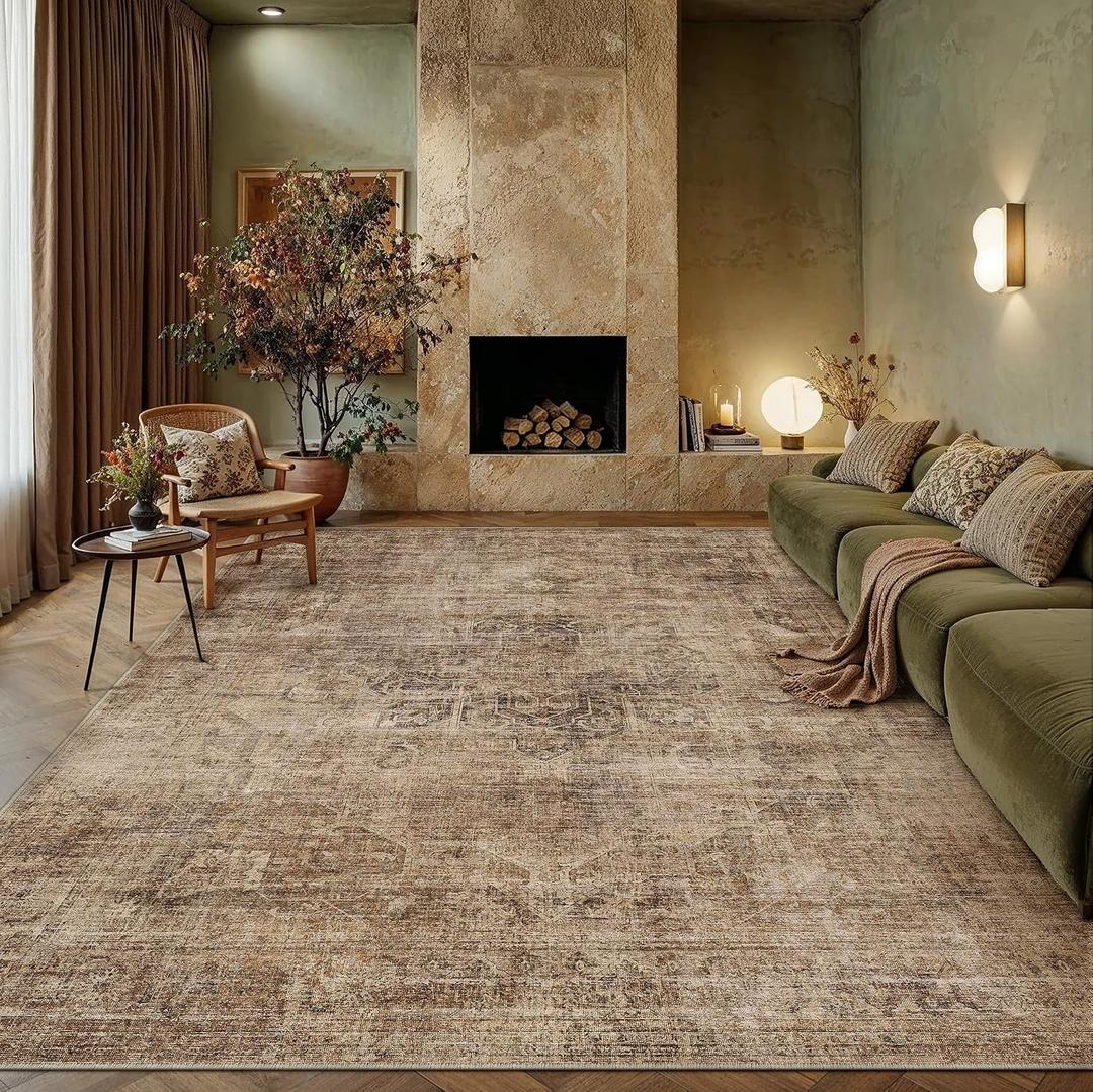 8x10 Washable Rust Brown Neutral Vintage Area Rug for Living Room
Distressed Oriental Retro Non Slip Low Pile Soft Indoor Large Carpet Rug Mat Kitchen Bedroom Dining Room Office Nursery