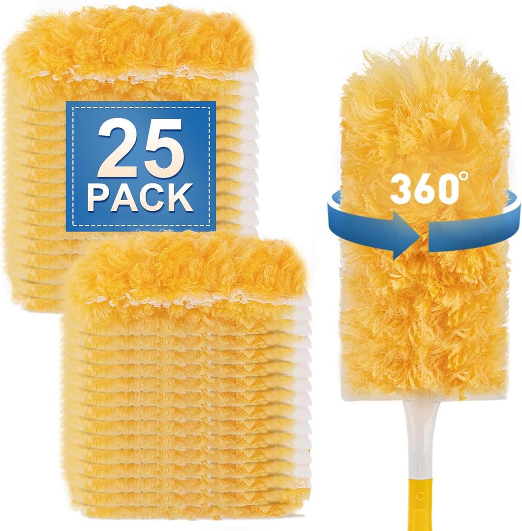 Heavy Duty Duster Refills, Unscented Disposable Dusters Kit for Cleaning Dusting Furniture Blind Ceiling Fan, Multi Surface 360 Feather Duster(25)