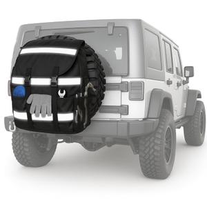 1 Pack Spare Tire Trash Bag Offroad Spare Tire Storage Bags Heavy Duty Truck Tailgate Trash Large Recovery Gear Firewood Camping Cargo Storage Bag for Truck SUV Car, 3 Reflective Strips