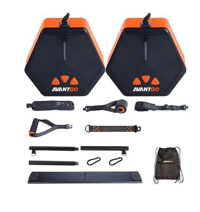 AVANTGO Portable Home Gym, Multifunctional Cable Fitness Machine, 7-66/7-132 lbs Resistance Adjustable Functional Trainer, App & Bluetooth Connection, Full Body Workouts, Fitness Anywhere, Orange