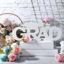 Yookeer Grad 2026 Wooden Letter Sign Graduation Party Decorations Grad Senior Prop Congrats Wood Sign Table Free Standing Wall Decor for College Graduation Suppliers Wedding Decor(White)