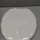 Mayfair Sculptured Shell Toilet Seat, Easy Clean Hinges with Durable Wood Seat, Made in USA, Round, White