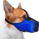 Mesh Dog Muzzle, Breathable Soft Dog Muzzle with Reflective Straps for Secure Fit, Prevents Biting, Chewing Scavenging- Adjustable for Small Medium Large Dogs,Blue,S