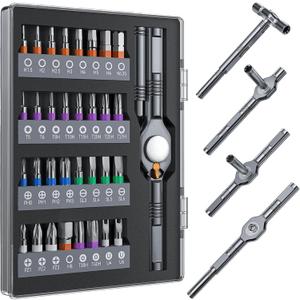 32in1 T Handle Magnetic Ratchet Screwdriver Set, [Freely Combine 5+ Grip Styles] Screw driver, Ratcheting Allen Wrenches Sets, Repair Tool Kit for Computer, Bicycles, Furniture, Electronics