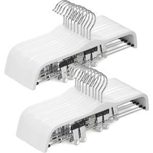 TOPIA HANGER Wooden Pants Hangers,Slim Natural Wood Skirt Hangers with Anti-Rust Hook and Adjustable Metal Clips, Perfect for Skirts, Pants, Slacks-20 Pack-CT17W20