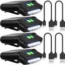 Mudder LED Clip on Cap Lights USB Rechargeable Cap Flashlight Clip Waterproof Ultra Bright Hat Flashlight Headlamp for Fishing Camping Hand Work (Black)