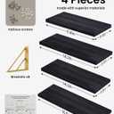 BAYKA Floating Shelves for Bedroom Decor, Wall Shelves for Storage, Wall Mounted Rustic Wood Floating Shelf for Books,Corner Shelf for Bathroom,Kitchen,Living Room(Black and GoldSet of 4)