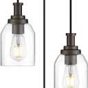 zeyu 3-Light Pendant Lighting, Adjustable Farmhouse Cluster Pendant Light for Kitchen Dining Room, Oil Rubbed Bronze Finish with Clear Glass Shade, ZG33-3 ORB (4.7 Inch | 3-Light)
