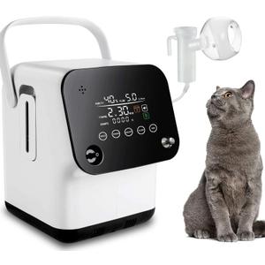 Pet Oxygen Machine with Pet Mask, Suitable for Cats and Dogs at Home, All Accessories Included (1L for Small Size Animals)