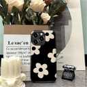 Compatible with iPhone 16 Pro Case - Dual-Layer Protection, Hard Shell with Silicone Interior,Slim Scratch Resistant Shockproof for Woman Men - Black White Flower Floral
