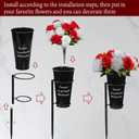 Metal Cemetery Vase Flower Holder with Spikes in Ground Grave Vases for Gravesite Gravestone Memorial Grave Markers Cemetery Decorations (2Pcs, Black)