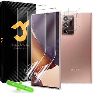 for Samsung Galaxy Note 20 Ultra TPU Screen Protector [Not Glass]+ Camera Lens Protector 2 Pack [100% Fingerprint Unlock] [Bubble Free] Touch Sensitive Film for Note 20 Ultra 5G (Transparent)