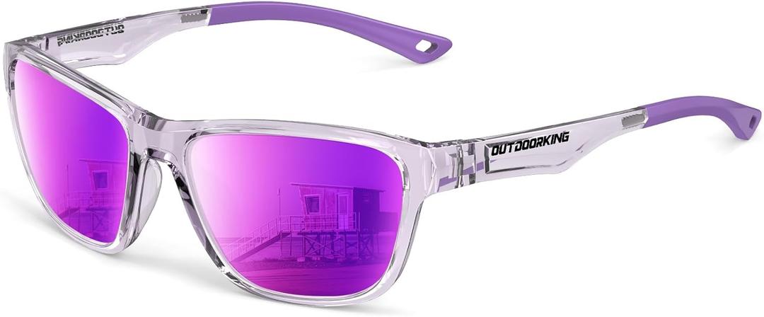Polarized Running Sunglasses for Women Mens Sun Glasses for Cycling Fishing Driving Golf UV Protection (Purple + Transparent Light Purple)