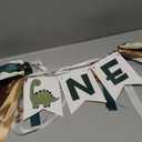 Dinosaur 1st Birthday High Chair Banner - Baby Boy First Highchair Banner for Party Supplies, Dinosaur Themed One High Chair Garland Birthday Party Decorations, Cake Smash Photo Props