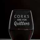 Lushy Wino Stemless Wine Glass Corks Are For Quitters 18oz Etched, Dishwasher Safe Funny Birthday & Christmas Gift for Wine Lovers, Women, Coworkers