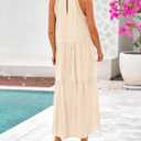 BTFBM Halter Summer Dresses for Women 2026 Casual Spring Hollow Out Sleeveless Boho Sundresses Beach Vacation Maxi Dress L