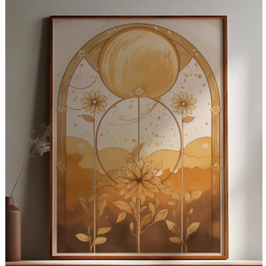 Flower Moon Art Print, Vintage Floral Illustration, Boho Bedroom Decor, Hippie Wall Art Print