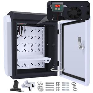 Outdoor Electrical Box with Thermostat and Fan, Precise Temperature Control 0.1F, IP65 Water Resistant Rating, Galvanized Steel, Aluminum Rear Beam(17.7"x13.4"x9.0")