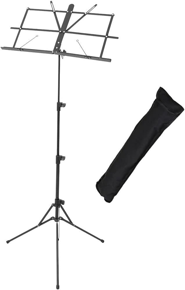 KC Kyoritsu MS-1AL/BK Music Stand, Lightweight, Aluminum, Foldable, Compact, Black (Soft Case Included)