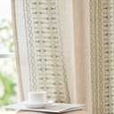 jinchan Boho Curtains for Bedroom Linen Blend Window Curtains 84 Inches Long 2 Panels Sage Green Farmhouse Embroidered Drapes for Living Room Bohemian Light Filtering Grommet Drapes Sage on Beige