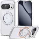 Compatible with Google Pixel 10/Pixel 10 Pro Case with 360 Magnetic Ring Stand [Compatible with Mag-Safe] Shockproof Phone Case 6.3" for Women Men, Clear
