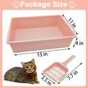Kathson 4PCS Medium Open Cat Litter Box with Scoop, Durable Non-Stick Plastic Litter Pan for Cats, Puppies, Bunnies, and Small Animals, 15 x 11 x 4 Inches
