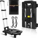 POWSTR Folding Hand Truck,Moving Dolly with 5 Wheels,Lightweight Trolly Cart 2 Built-in Fixed Elastic Cords,Collapsible Dolly for Moving Travel Shopping Airport Office