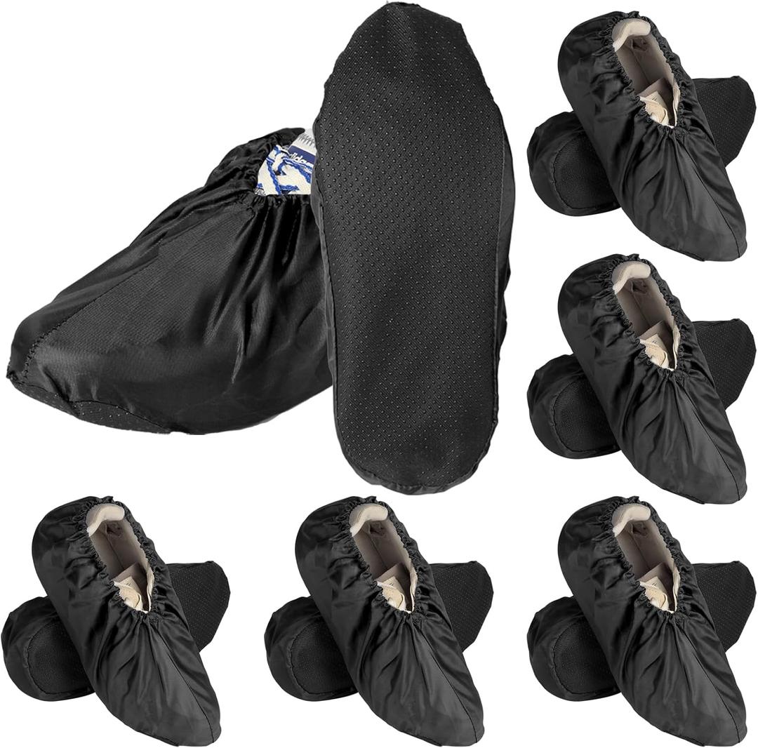 6 Pairs Non Slip Reusable Shoe Covers Waterproof Boot Covers for Household Carpet Floor Protection for Footwear and Rooms Clean (6 Pairs, Waterproof material, L)
