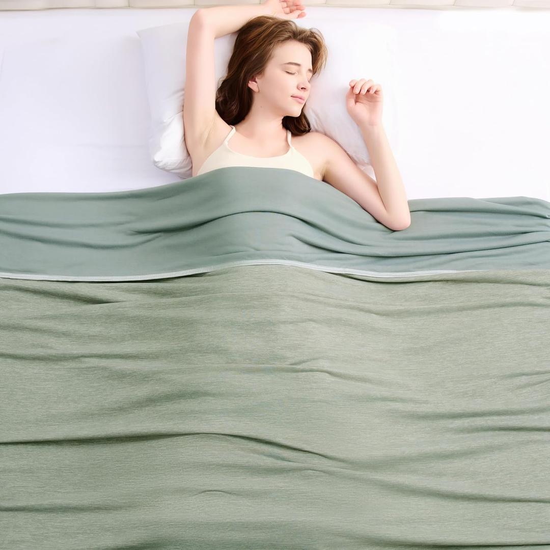 Topcee Cooling Blanket (90"x90"Queen Size) for Night Sweats Absorbs Heat to Keep Adults Cool on Warm Nights, Q-Max 0.5 Cooling Blankets for Hot Sleepers, Ultra-Cool Lightweight Blanket for Bed