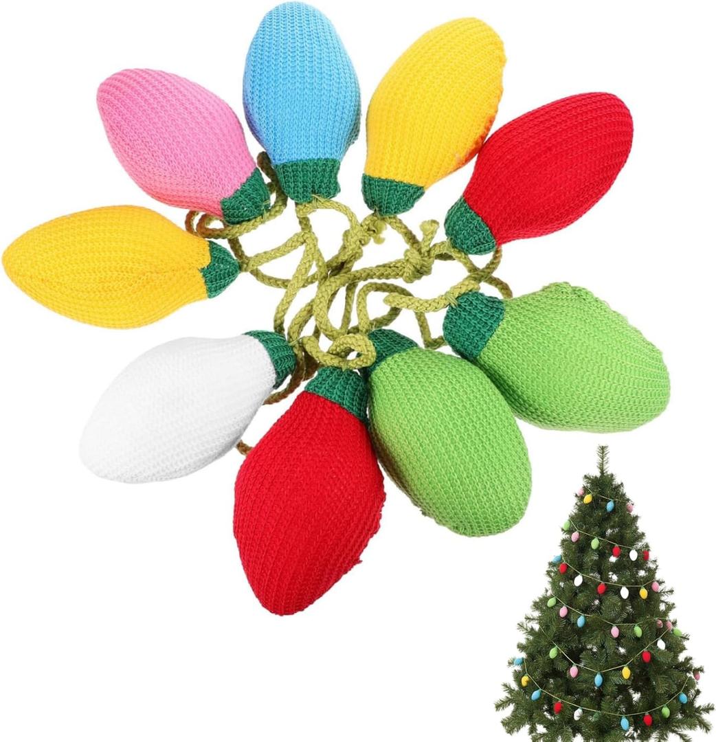 Felt Christmas Garland, Christmas Wool Felt Ball Garland DIY Knitted Hanging Ornaments Colorful Rainbow Light Bulbs Outdoor Pendant for Tree Home Decorations 70.86 X 4.72 X 2.36 Inches