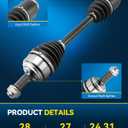 PHILTOP Front Right CV Axle Shaft for Honda CR-V, Accord, for Acura TL | Compatible with Honda 2002-2006 CR-V, 2003-2007 Accord 3.0L GAS, Acura 2004-2006 TL Automatic, 66-4207 CV Axle Shaft