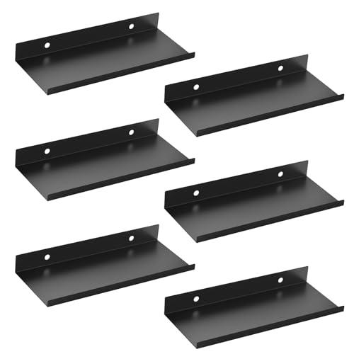 6 Pack 10 X 4 Inch Pegboard Shelves, Metal Peg Board Shelves Accessories, Can Be Used for Walls or Pegboards, Suitable for Bathroom,Kitchen and Garage for Storage and Organization, (Black, 10X4, 6)