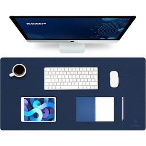 K KNODEL Large Office Leather Desk Mat, Mouse and Keyboard Pad, Computer and Laptop Mat, Desktop Protector and Cover, Writing Pad and Blotter (31.5"x15.7", Dark Blue)