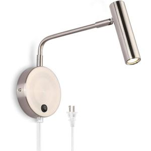 Joossnwell Wall Mounted Lamp, Sconce Light with Plug in Cords Wall Reading Light with Switch for Living Room Bedroom Warm White 3000K