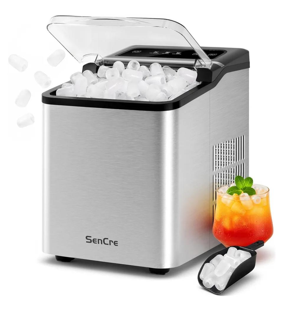 Ice Makers Countertop, 26.5Lbs/24H Ice Machine with 2 Sizes Bullet Ice, 9 Ice Cubes Release in 6 Mins, Self-Cleaning Portable Ice Maker with Ice Scoop and Basket for Home Kitchen Office Bar RV