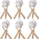 Mudder 6 Pack Baseball Stand Baseball Holders Balls Display Wooden Display Stand Holder Centerpieces for Tables for Sports Lover (Light Brown)