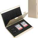 SD Card Holder, SD Card Case,LAVILI CF Memory Card Holder Case Aluminum Alloy Hard Shell, Double-Layer Capacity for 6SD Cards and 12 TF Cards, Champaign Gold 