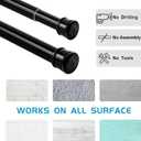 2 Pack No Sectional Assembly Tension Curtain Rod 56-104 Inch, 1" Diameter Spring Long Adjustable Shower Curtain Rods for Bathroom Windows Closet No Drilling No Rust, Black