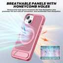 for Magnetic Heat Dissipation case for iPhone 14 Plus,for MagSafe,Coolingf Drop Protection,Adjustable Kickstand case,Ice Armour Cool Matte Material-Rose Pink