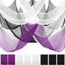 AHEONLAR 8 Pack Halloween Creepy Cloth 30x72 Inch Spooky Fabric Cloth Indoor Outdoor Halloween Decorations for Party Supplies, Home Wall, Doorway, Yard (3 Black, 3 White, 2 Purple)