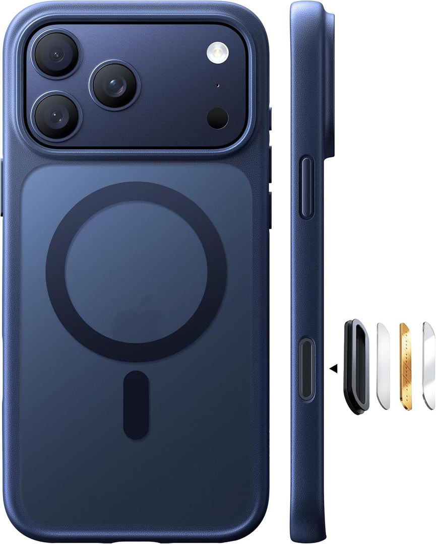 TORRAS Stronger Magnetic & Shockproof for iPhone 17 Pro Max Case, Fit for MagSafe, Mil-Grade Drop Protection, Camera Control, DIY Button, Slim for iPhone 17 Pro Max Phone Case Translucent Deep Blue