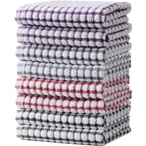 Oeleky Dish Towels for Kitchen, Cotton Kitchen Towels for Drying Dishes Pack of 8 (Multi C, 15X26 inches)