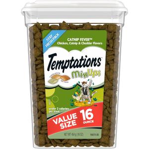 Temptations MixUps Catnip Fever Flavor Crunchy and Soft Cat Treats, 16 oz. Tub (1 Pound (Pack of 1))