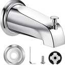 Universal Bathtub Tub Spout with Diverter, Fits 1/2" Slip-Fit Copper Pipe Connection, Pull Down Bathtub Faucet Spout Replacement, Includes Metal Cover Ring (Chrome)