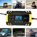 Automatic Smart Battery Charger Car 12V/24V | Pulse Repair Charger with LCD Display | Intelligent Mode Overvoltage Protection Temperature Monitoring for Car, Truck, Motorcycle, Boat, SUV, ATV