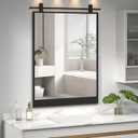 20x28 Inch Rectangle Bathroom Vanity Mirror for Wall Mounted Over Sink Farmhouse Rustic Matte Black Frame Barn Door Mirrors Foyer Entryway Decor